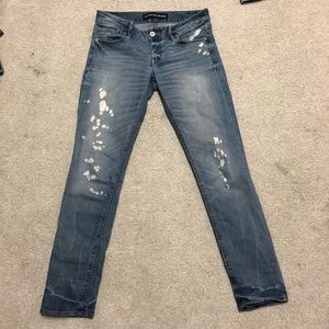 Express Skinny Jeans w/ Splatter Design